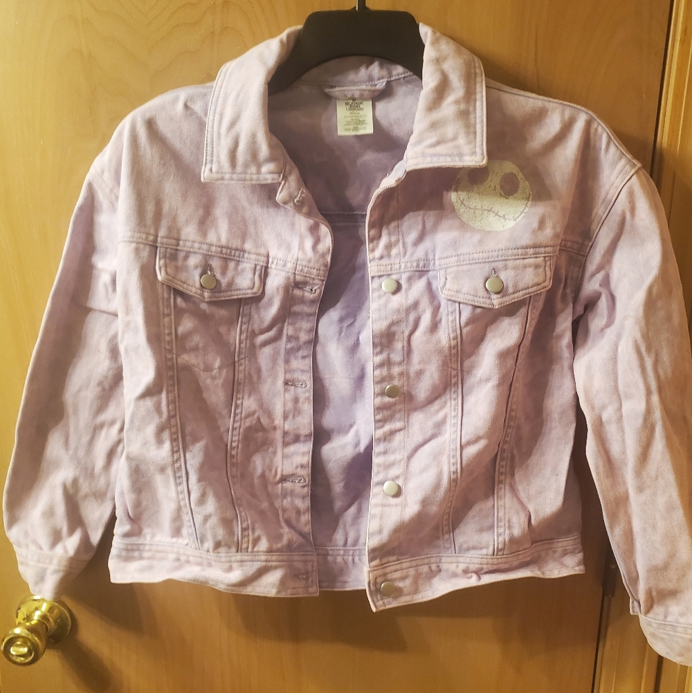 The Nightmare Before Christmas, Kids Lavender Denim Jacket - Size 10/12